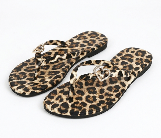 Deverla | Cheetah print heart sandals
